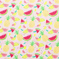 Summer Fruits with Peach Fine Glitter Double Sided Faux Leather Sheet
