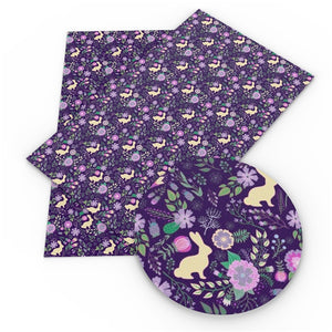 Easter Rabbit & Floral with Purple Faux Leather Sheet