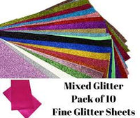 Fine Glitter Mixed Faux Leather Full Sheet Pack of 10
