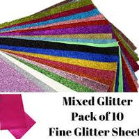 Fine Glitter Mixed Faux Leather Full Sheet Pack of 10